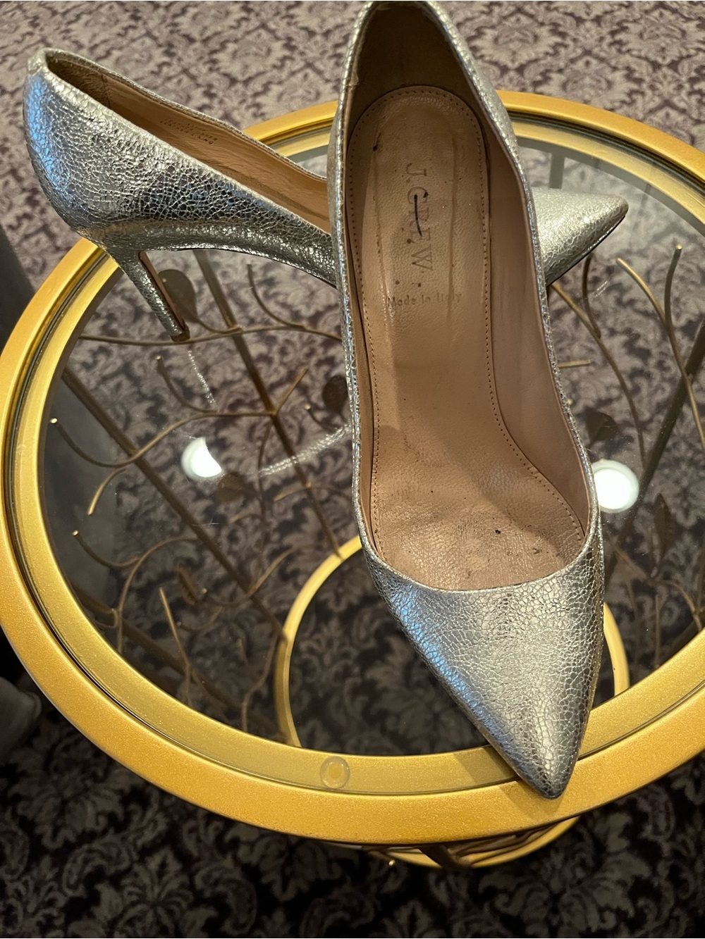 J. Crew Metallic Silver Pointed-Toe Pumps